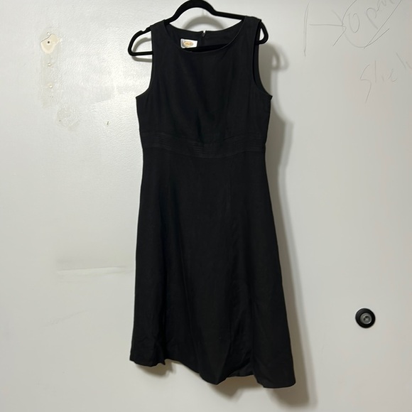 Talbots Black Irish Linen Sleeveless Fit and Flare Dress Size 10